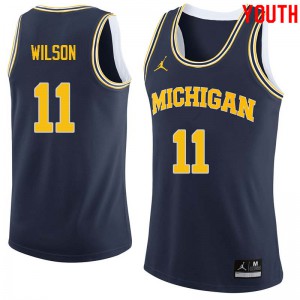 Youth Michigan Wolverines #11 Luke Wilson Navy University Jersey 216906-908