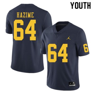 Youth Michigan Wolverines #64 Mahdi Hazime Navy Stitch Jersey 409183-156