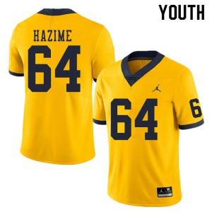 Youth Michigan Wolverines #64 Mahdi Hazime Yellow Stitched Jersey 836803-524