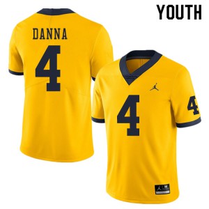 Youth Michigan Wolverines #4 Michael Danna Yellow College Jerseys 696516-636