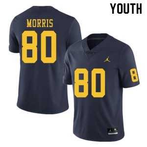 Youth Wolverines #80 Mike Morris Navy Alumni Jerseys 137744-657