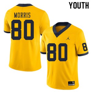 Youth Michigan #80 Mike Morris Yellow Stitch Jerseys 265873-643