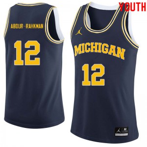 Youth University of Michigan #12 Muhammad-Ali Abdur-Rahkman Navy NCAA Jerseys 972245-524