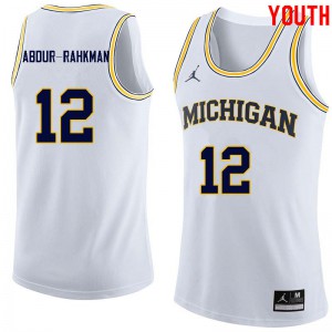 Youth University of Michigan #12 Muhammad-Ali Abdur-Rahkman White Official Jerseys 700569-316