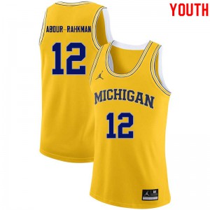 Youth Michigan #12 Muhammad-Ali Abdur-Rahkman Yellow High School Jerseys 791486-681