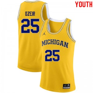 Youth Michigan Wolverines #25 Naji Ozeir Yellow High School Jersey 429218-503