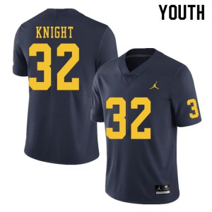 Youth Wolverines #32 Nolan Knight Navy Official Jersey 181715-174