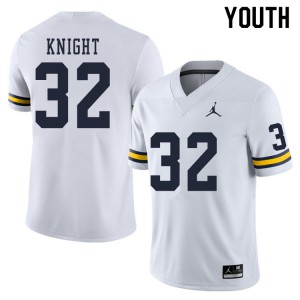 Youth Michigan #32 Nolan Knight White Embroidery Jersey 855988-110