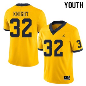 Youth Michigan Wolverines #32 Nolan Knight Yellow Stitched Jersey 982748-853