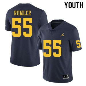 Youth Wolverines #55 Nolan Rumler Navy Stitch Jerseys 263044-748