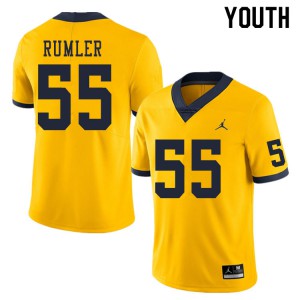 Youth Michigan #55 Nolan Rumler Yellow Football Jerseys 984282-179
