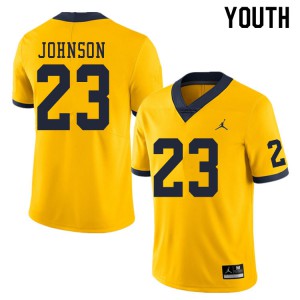 Youth Wolverines #23 Quinten Johnson Yellow College Jerseys 446302-218