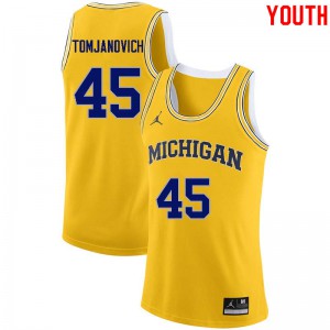 Youth Michigan #45 Rudy Tomjanovich Yellow University Jerseys 431888-689