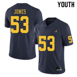 Youth Michigan Wolverines #53 Trente Jones Navy Football Jerseys 255460-742