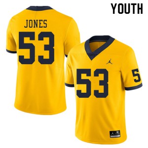 Youth Wolverines #53 Trente Jones Yellow University Jersey 871305-680