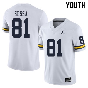 Youth University of Michigan #81 Will Sessa White Embroidery Jerseys 254752-351