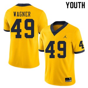 Youth Wolverines #49 William Wagner Yellow Football Jerseys 996440-945