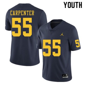 Youth Michigan #58 Zach Carpenter Navy Stitch Jersey 284616-914