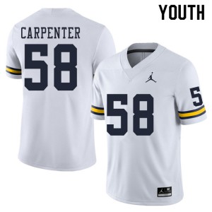 Youth University of Michigan #58 Zach Carpenter White College Jerseys 434583-416