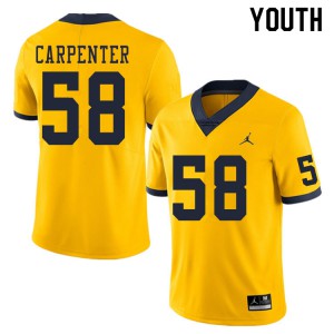 Youth Wolverines #58 Zach Carpenter Yellow College Jersey 697173-424