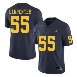 Mens Michigan #58 Zach Carpenter Navy Stitch Jerseys 611731-318