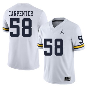 Mens Michigan #58 Zach Carpenter White Official Jerseys 261509-834
