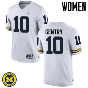 Women Michigan Wolverines #10 Zach Gentry White Official Jerseys 323385-233