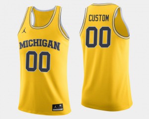 Men Michigan #00 Custom Yellow Jordan Brand College Jerseys 887489-901