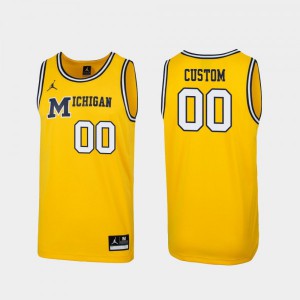Men Wolverines #00 Custom Yellow Jordan Brand 1989 Retro College Jersey 128937-526