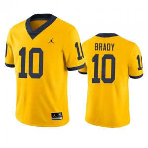 Men University of Michigan #10 Tom Brady Yellow Jordan Brand University Jersey 985539-667