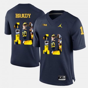 Men University of Michigan #10 Tom Brady Navy Jordan Brand Pictorial Football Jerseys 154299-847
