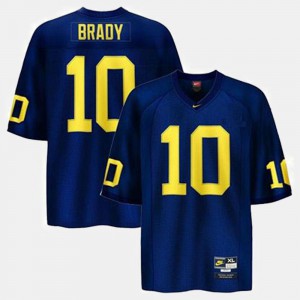 Mens University of Michigan #10 Tom Brady Navy Retro NCAA Jerseys 400999-879