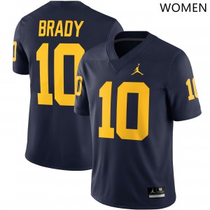 Women Wolverines #10 Tom Brady Navy Jordan Brand Alumni Jerseys 369488-875