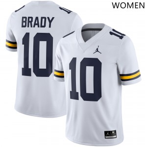 Women's Michigan #10 Tom Brady White Jordan Brand Official Jerseys 848432-365