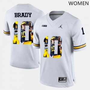 Women's Wolverines #10 Tom Brady White Jordan Brand Pictorial Stitched Jersey 171031-258