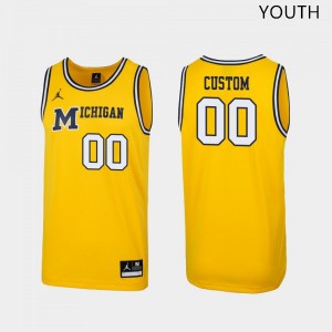 Youth Michigan #00 Custom Yellow Jordan Brand 1989 Retro Stitch Jersey 311443-810