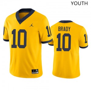 Youth University of Michigan #10 Tom Brady Yellow Jordan Brand Alumni Jerseys 491567-792