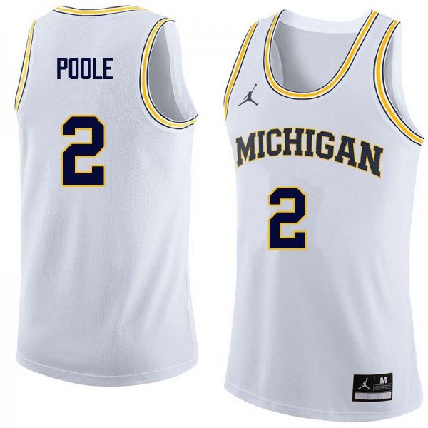 2 Jordan Poole Michigan Wolverines Kids College Basketball Jordan Replica  Jersey - Navy